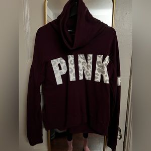 PINK reflective cowl neck hoodie